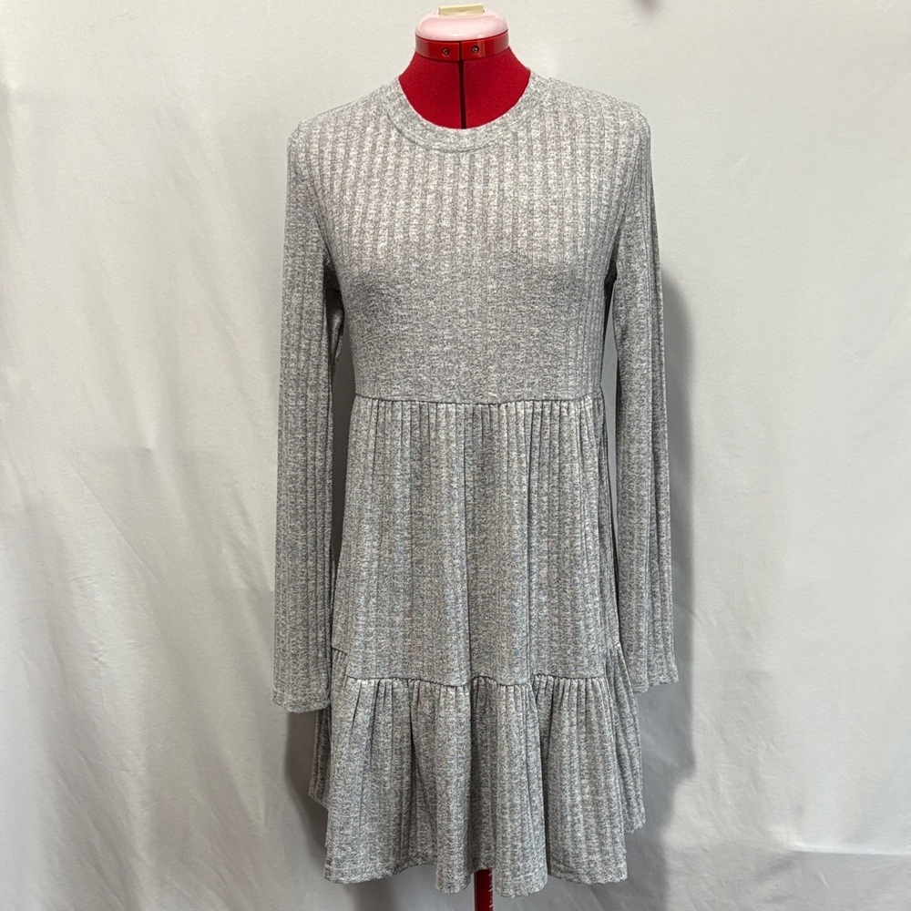 Elegant Gray Long Sleeve Dress LL213
